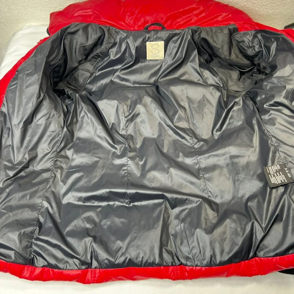 S13 NYC Quilted Down Puffer Coat Removable Hood Red Winter Ski Jacket Medium